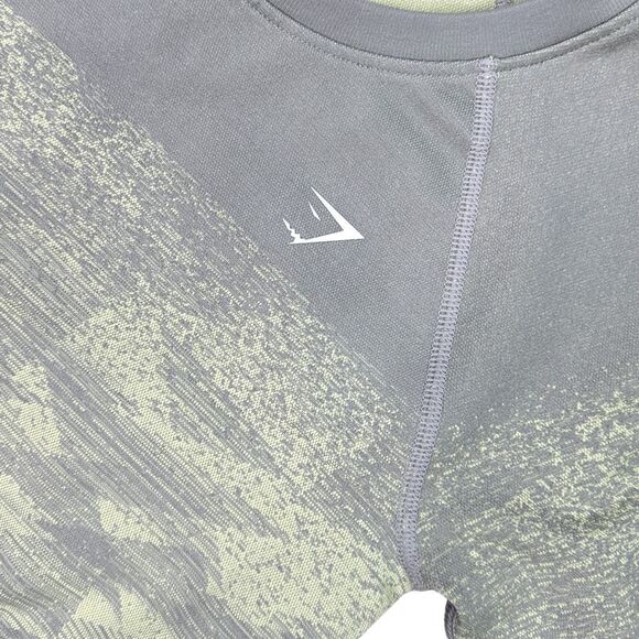 GymShark B1A9X-GBDZ Adapt Ombre Green Fleck Long Sleeve Active Crop Top - Small - Picture 2 of 4